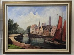 Ölgemälde__Segelboot_vor_Brücke_in_Leer__Ostfriesland.JPG
